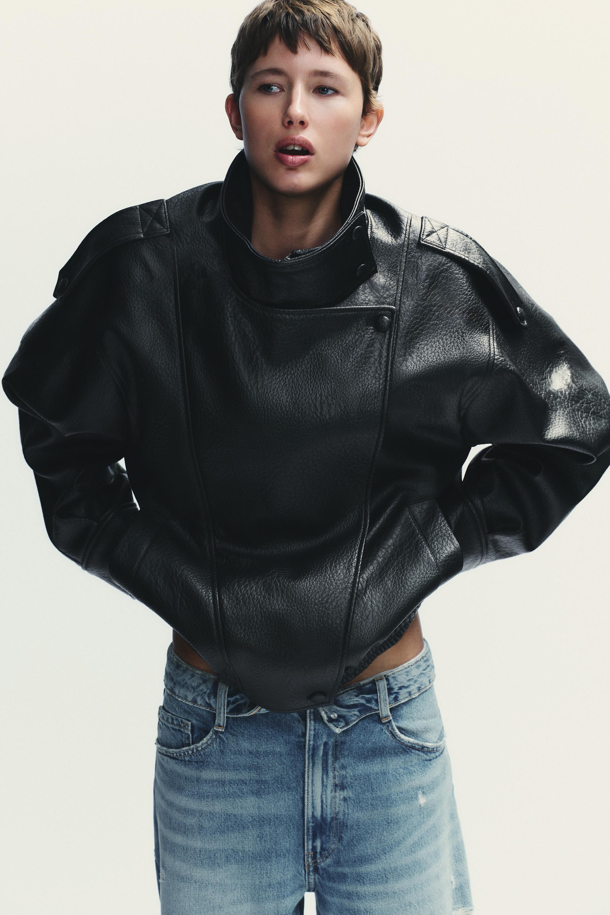 High Collar Leather Jacket